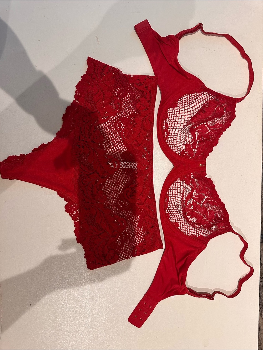 Le Mystere Red Lace Allure Underwire Bra and Lace Brief Set